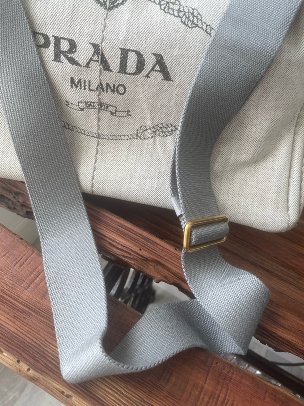 PRADA Gray Canvas Tote with Original Shoulder Strap - Picture 4 of 14